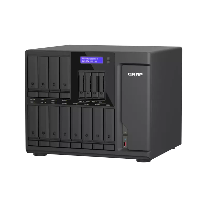 QNAP TVS-AIH1688ATX-U7-32G NAS/storage server Tornkorpuses 32 GB DDR5 0 TB QuTS hero Black