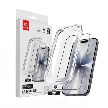 Karastatud klaasist ekraanikaitse Crong EasyShield 2-Pack iPhone 17 / 17 Pro / 16 Pro jaoks, alumiiniumsilikaat, läikiv