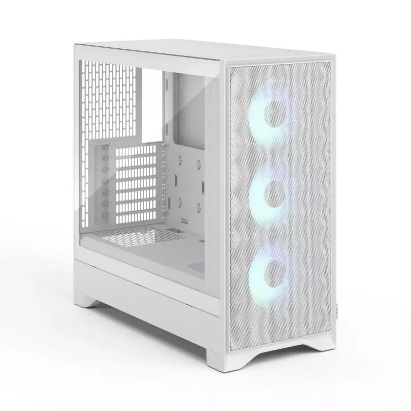 Fractal Design Pop 2 Air Valge TG RGB Midi Tower arvutikorpus — ATX/Micro‑ATX/Mini‑ITX, karastatud klaas, 3x120 mm esiventilaatorid