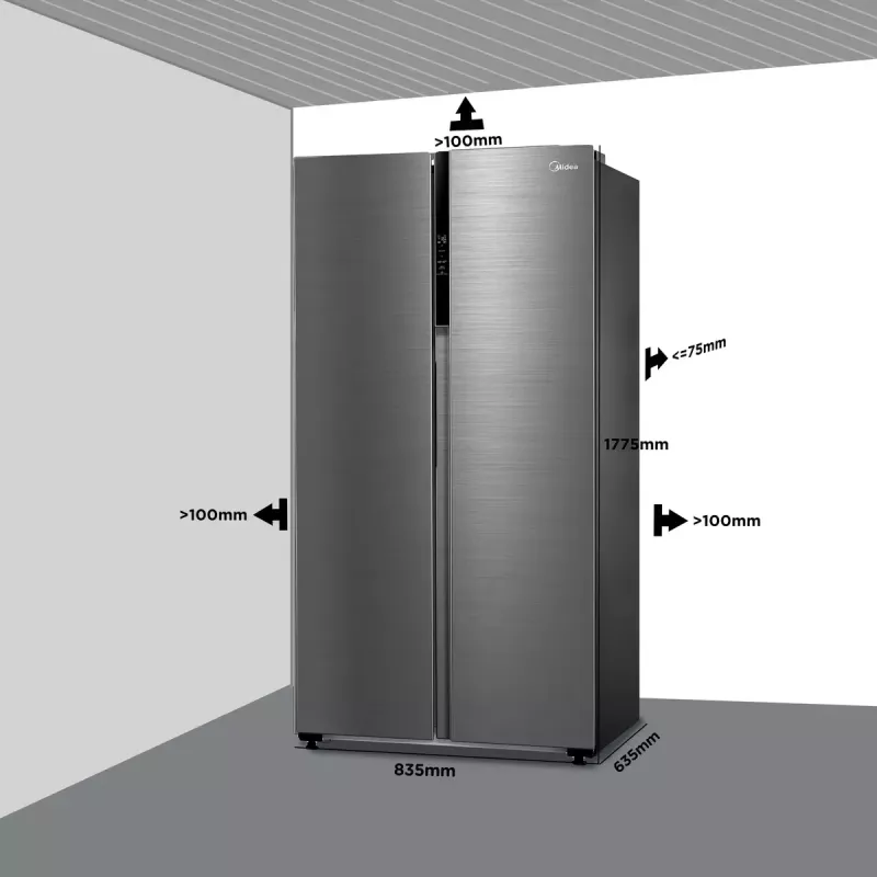 Midea MDRS619FIE46 külg-külje kõrval külmik 460 L