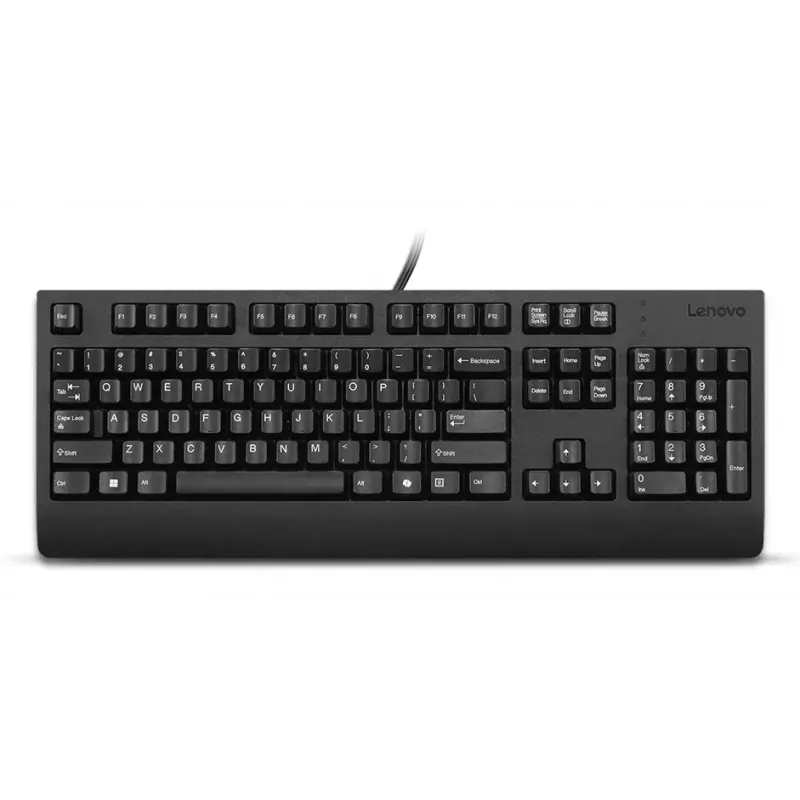 Juhtmega täissuuruses USB-klaviatuur Lenovo 4Y41R64588 — USA inglise, 104 klahvi, kolb-lüliti, 2 m kaabel, must