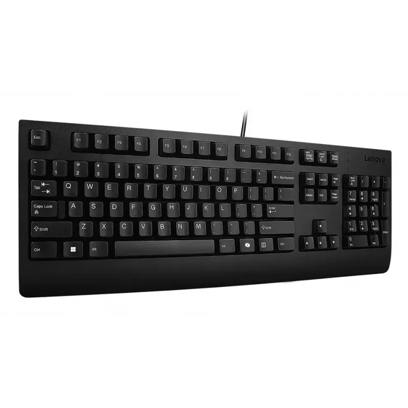 Juhtmega täissuuruses USB-klaviatuur Lenovo 4Y41R64588 — USA inglise, 104 klahvi, kolb-lüliti, 2 m kaabel, must