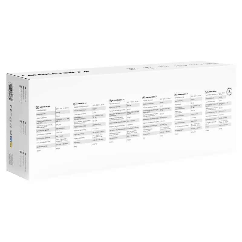 Külm/kuum laminaator SAVIO LR-01/B — max lamineerimislaius 230 mm, 320 mm/min, 300 W, must