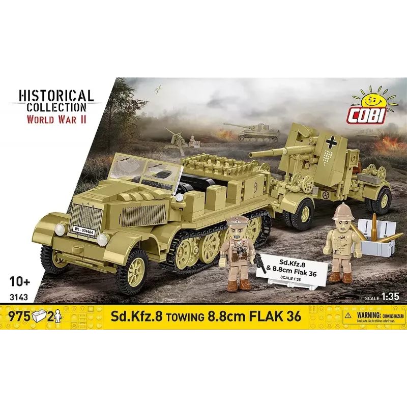 Cobi Blocks Sd.Kfz.8 Towing 8.8 cm Flak 36 ehituskomplekt, 975 tükki
