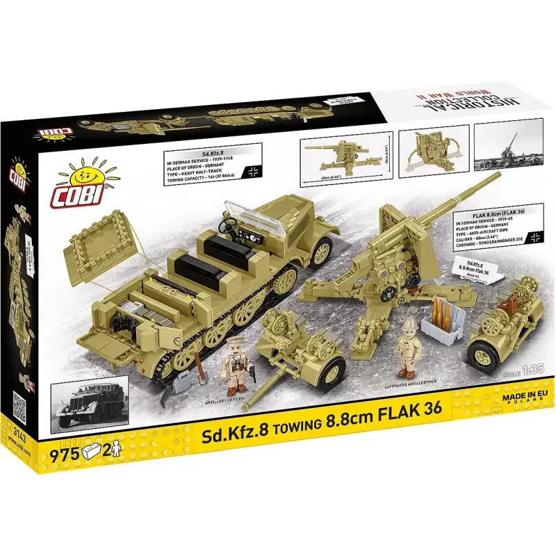 Cobi Blocks Sd.Kfz.8 Towing 8.8 cm Flak 36 ehituskomplekt, 975 tükki