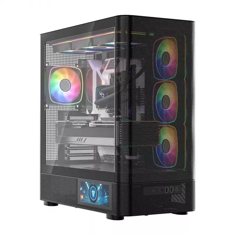 Arvutikorpus MODECOM VOLCANO AQ400 ARGB MIDI Must — MODECOM MC-A-AQ400-4FA-B