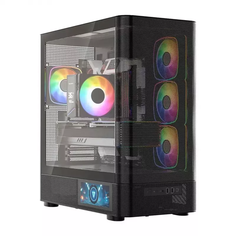 Arvutikorpus MODECOM VOLCANO AQ400 ARGB MIDI Must — MODECOM MC-A-AQ400-4FA-B