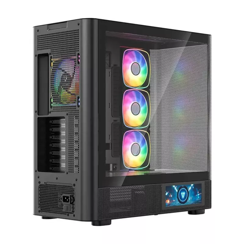 Arvutikorpus MODECOM VOLCANO AQ400 ARGB MIDI Must — MODECOM MC-A-AQ400-4FA-B