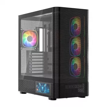 Arvutikorpus MODECOM VOLCANO AQ400 ARGB MIDI Must — MODECOM MC-A-AQ400-4FA-B