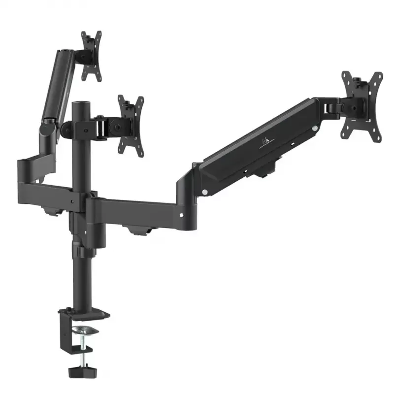 Monitorikinnitus MACLEAN MC-137 — gaasvedru, 3 monitorile 17 tolli–27 tolli, 2–8 kg igaüks, must
