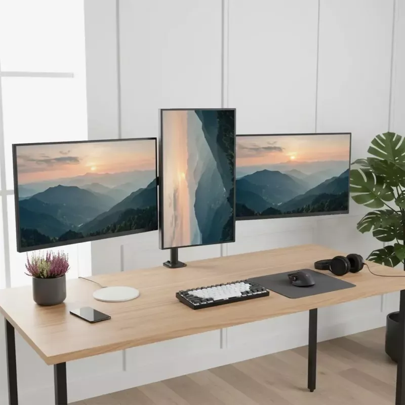 Monitorikinnitus MACLEAN MC-137 — gaasvedru, 3 monitorile 17 tolli–27 tolli, 2–8 kg igaüks, must