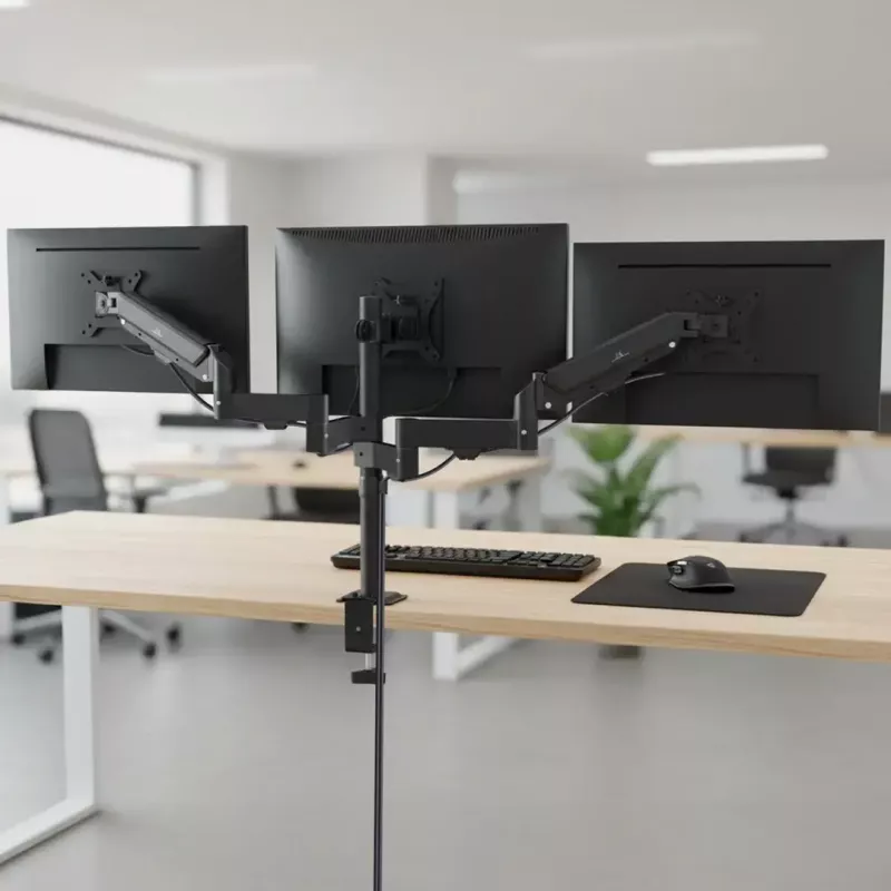 Monitorikinnitus MACLEAN MC-137 — gaasvedru, 3 monitorile 17 tolli–27 tolli, 2–8 kg igaüks, must