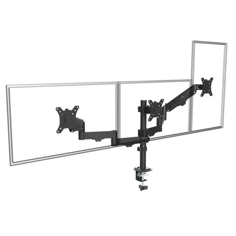 Monitorikinnitus MACLEAN MC-137 — gaasvedru, 3 monitorile 17 tolli–27 tolli, 2–8 kg igaüks, must