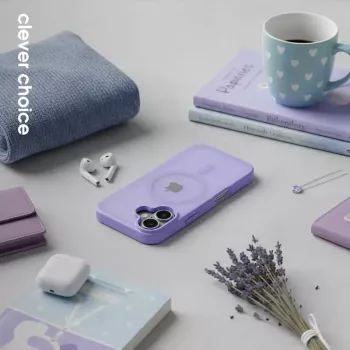 Crong Hybrid Matte Magnetic MagSafe-ümbris iPhone 17-le — poolläbipaistev lavendel, PC+TPU