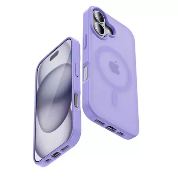 Crong Hybrid Matte Magnetic MagSafe-ümbris iPhone 17-le — poolläbipaistev lavendel, PC+TPU