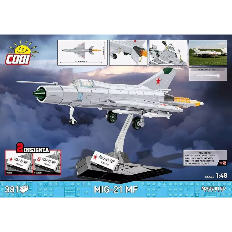Ehitusklotsid Cobi Mig-21 MF 381 klotsi komplekt — ehitusmänguasi mudel