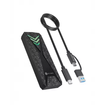 ICY BOX M.2 NVMe SSD-korpus USB 3.2 Gen 2 USB-C ja RGB-valgustusega