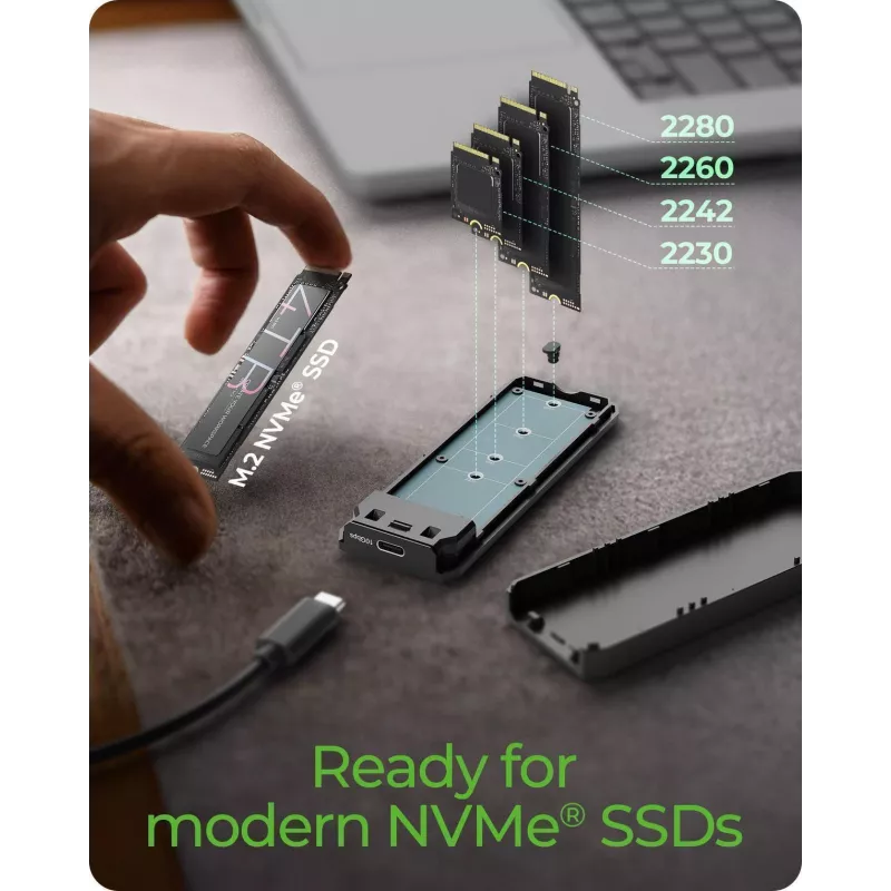 ICY BOX M.2 NVMe SSD-korpus USB 3.2 Gen 2 USB-C ja RGB-valgustusega