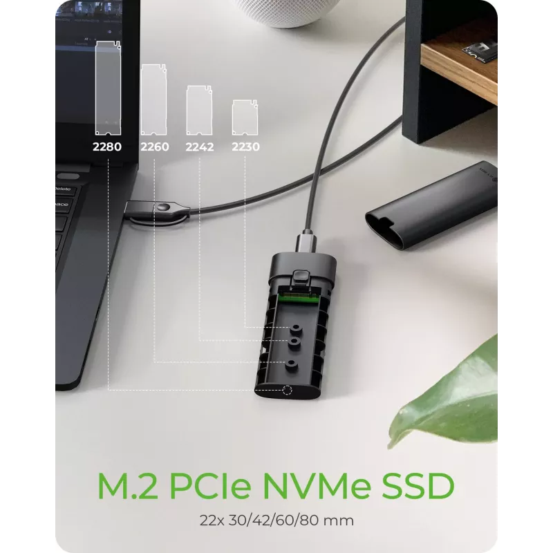 ICY BOX M.2 NVMe ümbris USB 3.2 Gen 2 USB-C, SSD ümbris, M.2, PCI Express, 10 Gbit/s, Hot-swap, Must