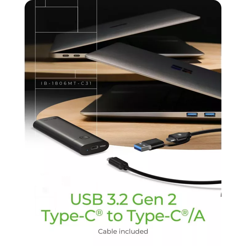 ICY BOX M.2 NVMe ümbris USB 3.2 Gen 2 USB-C, SSD ümbris, M.2, PCI Express, 10 Gbit/s, Hot-swap, Must