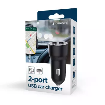 Autolaadija Gembird TA-UC-2A15-CAR-01 nutitelefon nutikell tahvelarvuti 2 USB-porti