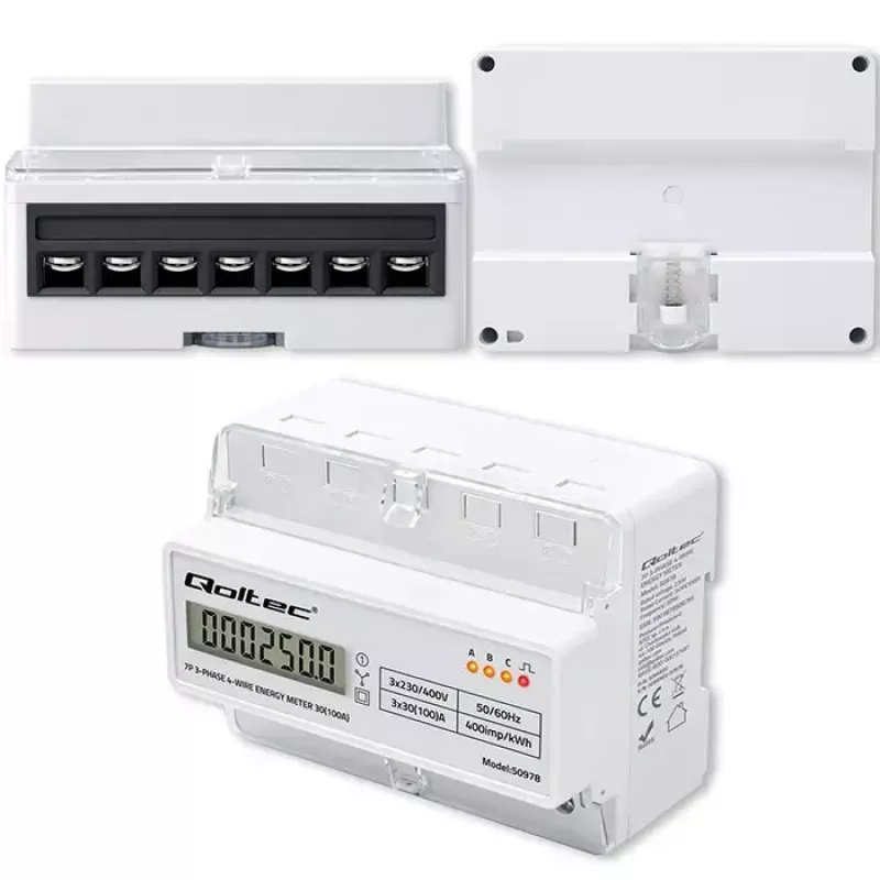 Kolmefaasiline DIN-liistu energiaarvesti QOLTEC 50978 — 400V, 100A
