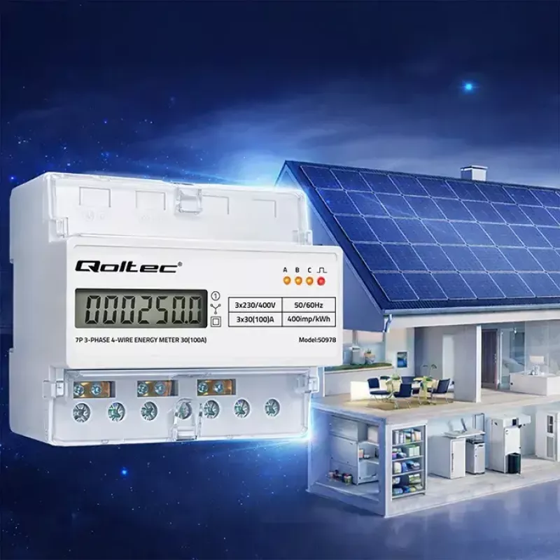 Kolmefaasiline DIN-liistu energiaarvesti QOLTEC 50978 — 400V, 100A