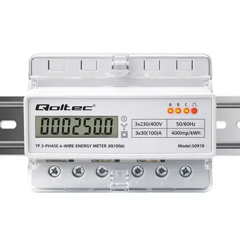 Kolmefaasiline DIN-liistu energiaarvesti QOLTEC 50978 — 400V, 100A