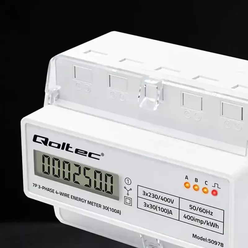 Kolmefaasiline DIN-liistu energiaarvesti QOLTEC 50978 — 400V, 100A