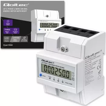 Kolmefaasiline energiamõõtur QOLTEC 50980 — 400 V, 100 A lähtestamisega