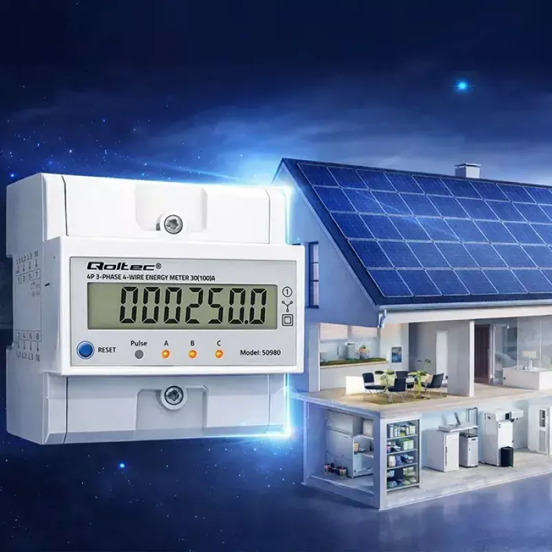 Kolmefaasiline energiamõõtur QOLTEC 50980 — 400 V, 100 A lähtestamisega