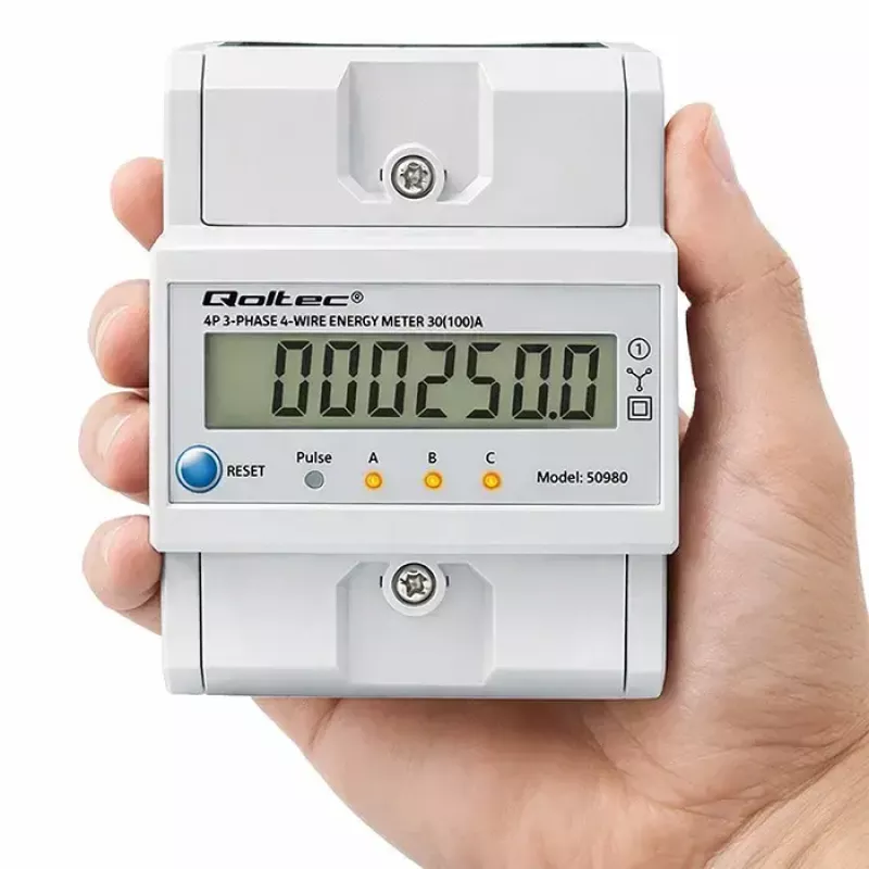 Kolmefaasiline energiamõõtur QOLTEC 50980 — 400 V, 100 A lähtestamisega