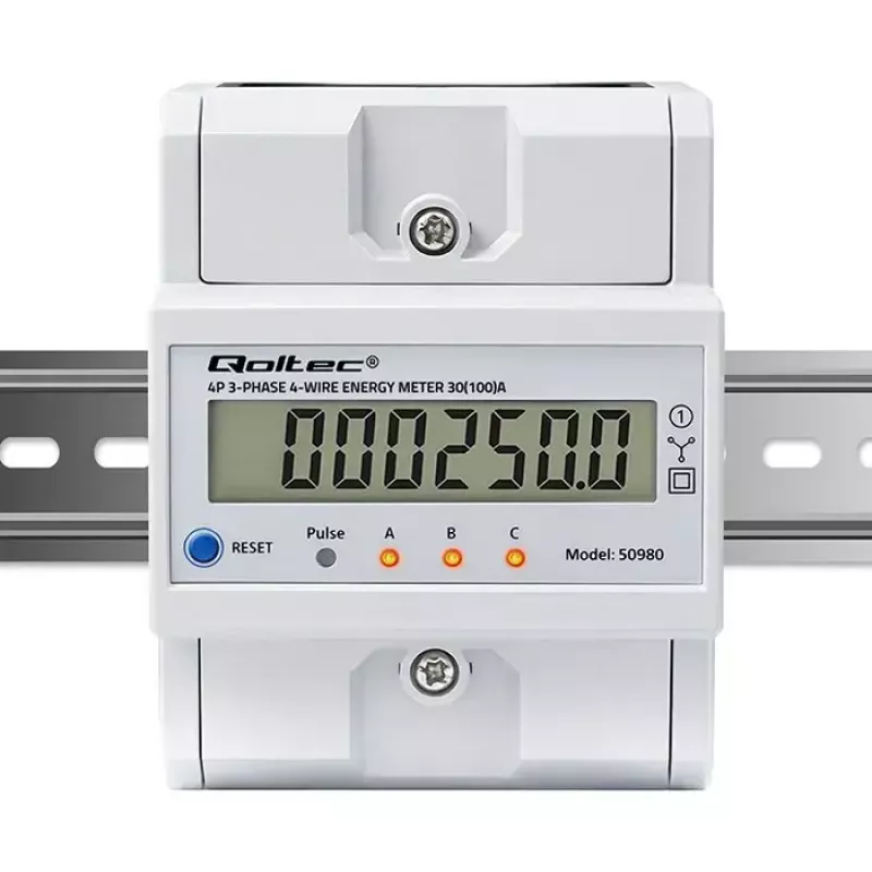 Kolmefaasiline energiamõõtur QOLTEC 50980 — 400 V, 100 A lähtestamisega