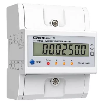 Kolmefaasiline energiamõõtur QOLTEC 50980 — 400 V, 100 A lähtestamisega