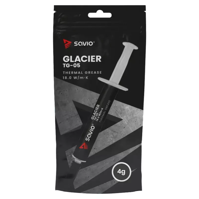 Termopasta SAVIO TG-05 4g — soojusjuhtivus 18 W/m·K, viskoossus 2,6 g/ml
