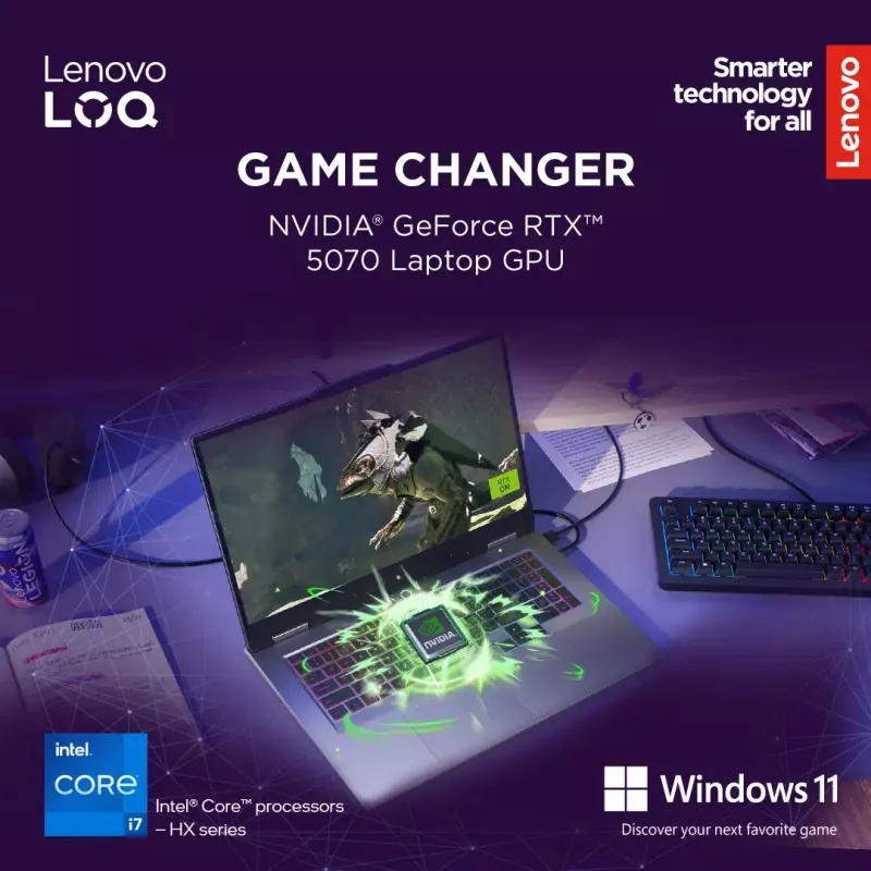 Sülearvuti Lenovo LOQ 17IRX10 17,3-tolline FHD IPS i7-13650HX 16 GB DDR5 1 TB SSD NVIDIA GeForce RTX 5060 8 GB Windows 11 Home Luna Grey
