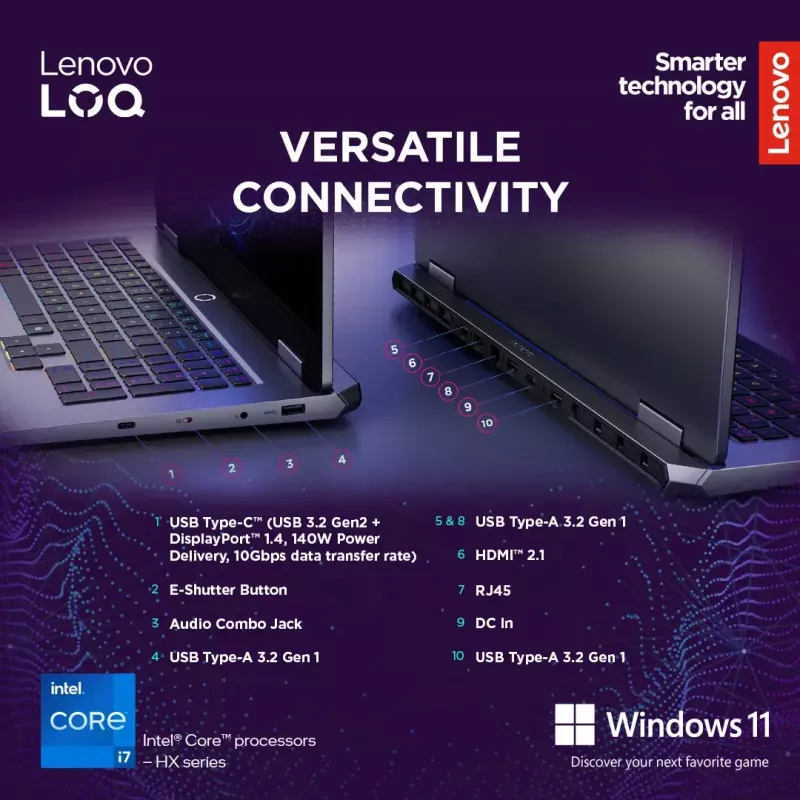 Sülearvuti Lenovo LOQ 17IRX10 17,3-tolline FHD IPS i7-13650HX 16 GB DDR5 1 TB SSD NVIDIA GeForce RTX 5060 8 GB Windows 11 Home Luna Grey