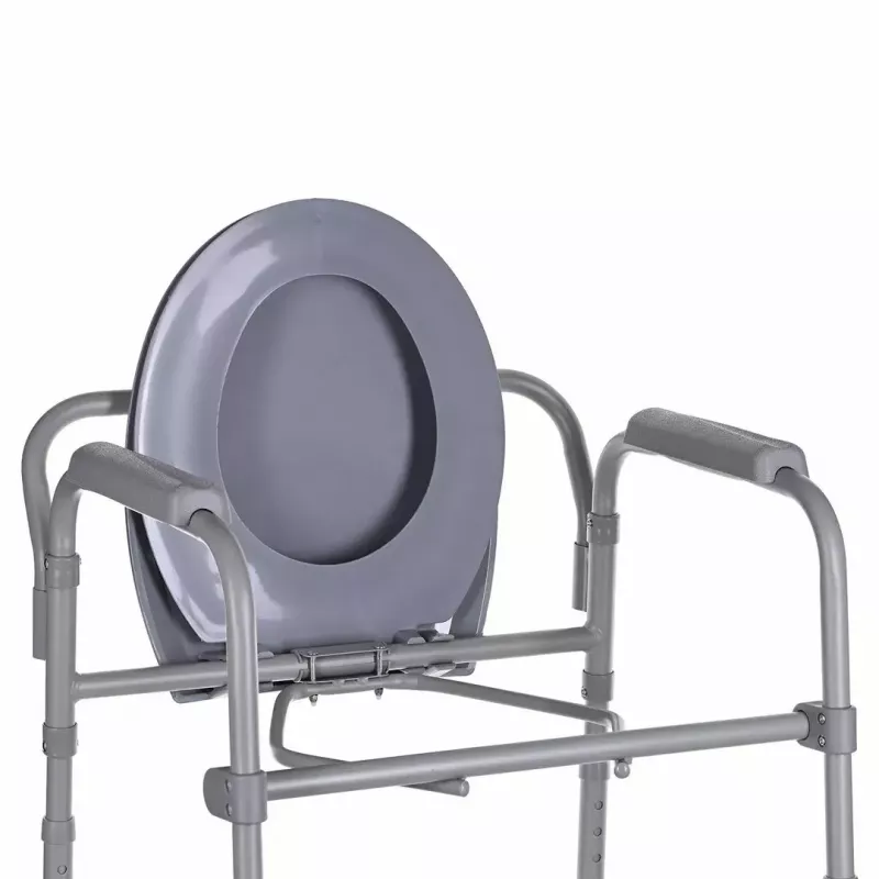 Kokkupandav tualett-tool ANTAR käetugede, hoiukasti, terasraamiga, reguleeritava kõrgusega 35–50 cm, max koormus 120 kg, hall