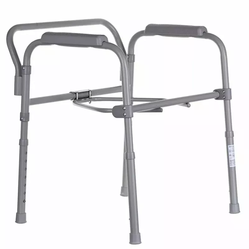 Kokkupandav tualett-tool ANTAR käetugede, hoiukasti, terasraamiga, reguleeritava kõrgusega 35–50 cm, max koormus 120 kg, hall