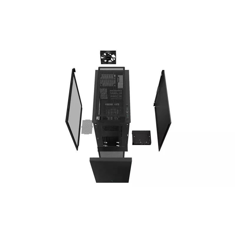 PC korpus DeepCool CH510 Midi Tower Must — karastatud klaas, microATX/ATX, toetab 360 mm ees/üleval radiaatoreid, maks GPU 38 cm, toiteplokk all, 7 laienduspesa
