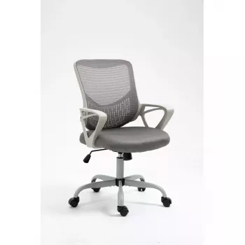 Kontoripöördtool ActiveJet YK507 — polsterdatud iste, võrk-seljatugi, riidepolster hall, kõrgus 90–100 cm, seljatoe laius 45 cm