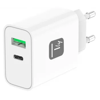 Techly IPW-USB-30WACG mobiilseadme laadija, universaalne, valge, vahelduvvool, kiirlaadimine, siseruumides