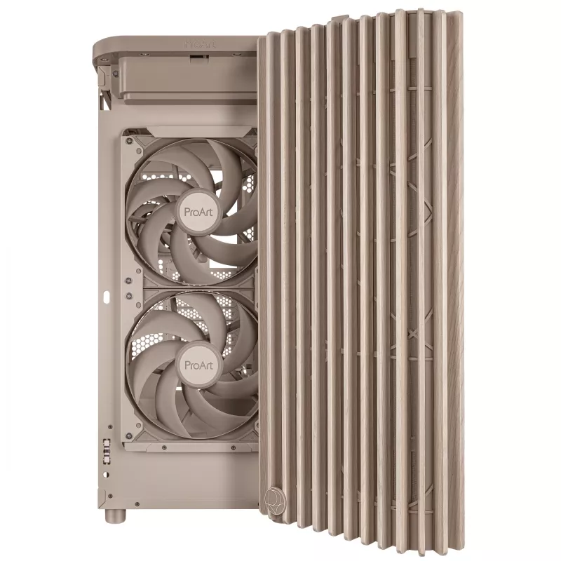 PC korpus ASUS ProArt PA401 Wood Edition Beež — mid-tower, metallist esipaneel