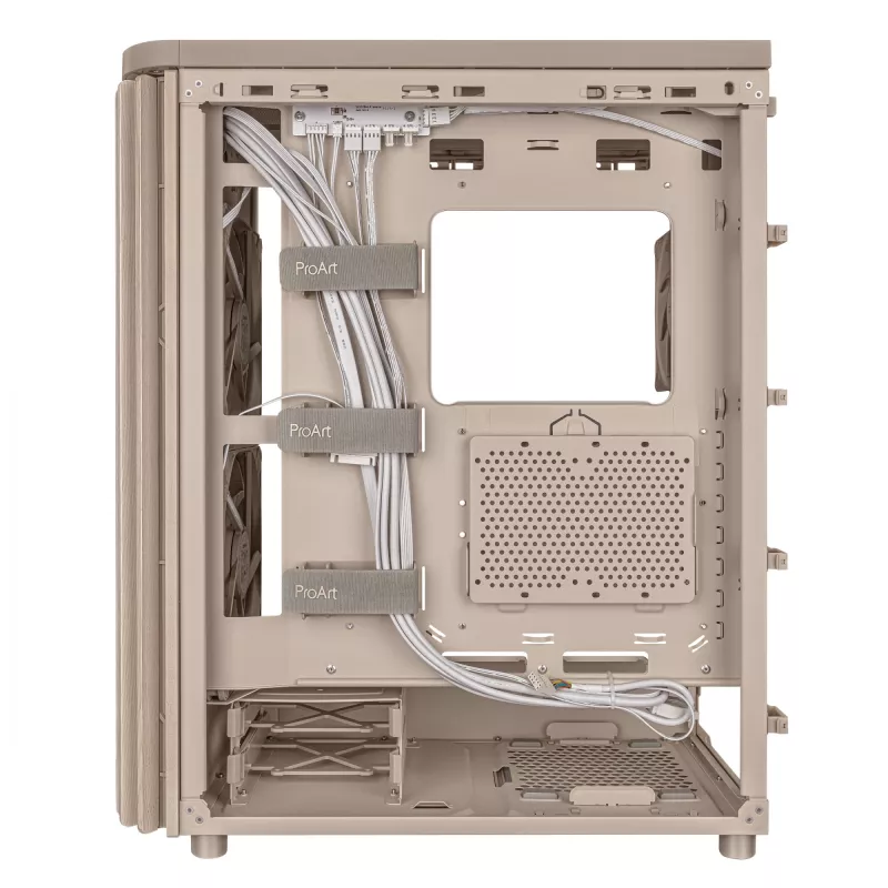 PC korpus ASUS ProArt PA401 Wood Edition Beež — mid-tower, metallist esipaneel