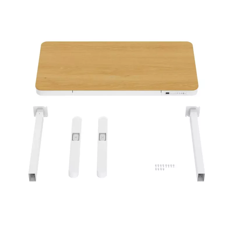 Elektrikõrgusega reguleeritav laud ActiveJet ET119W-C 140x70 cm — 1 mootor, kõrgus 725–1225 mm, valge/tamm