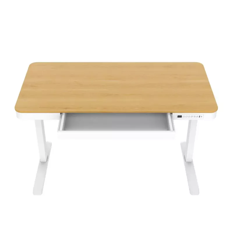 Elektrikõrgusega reguleeritav laud ActiveJet ET119W-C 140x70 cm — 1 mootor, kõrgus 725–1225 mm, valge/tamm
