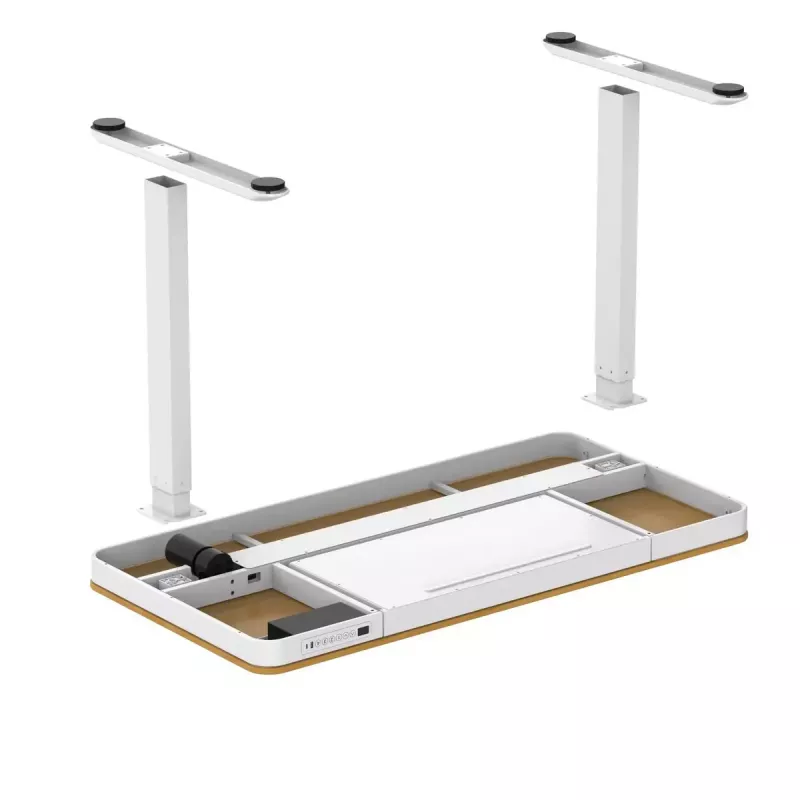 Elektrikõrgusega reguleeritav laud ActiveJet ET119W-C 140x70 cm — 1 mootor, kõrgus 725–1225 mm, valge/tamm