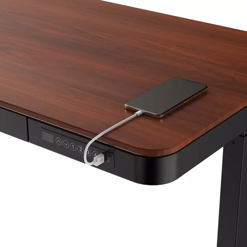 Laud ActiveJet ET119W-C elektriline kõrguse reguleerimisega laud 140x70 cm must/pähkel USB-A ja USB-C portidega