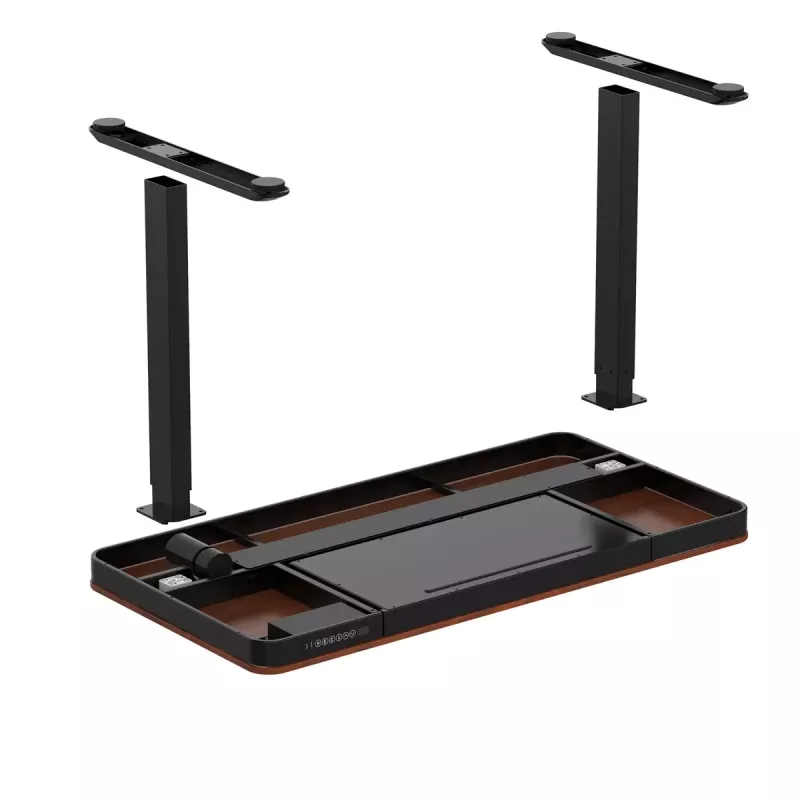 Laud ActiveJet ET119W-C elektriline kõrguse reguleerimisega laud 140x70 cm must/pähkel USB-A ja USB-C portidega