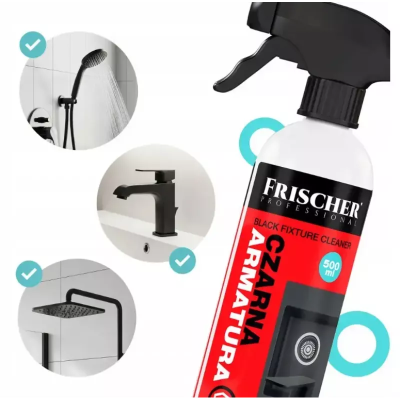 Puhastusvahend FRISCHER Frischer mustade liitmike puhastusvahend 0,5 L päästikuga pudel mustade liitmike jaoks